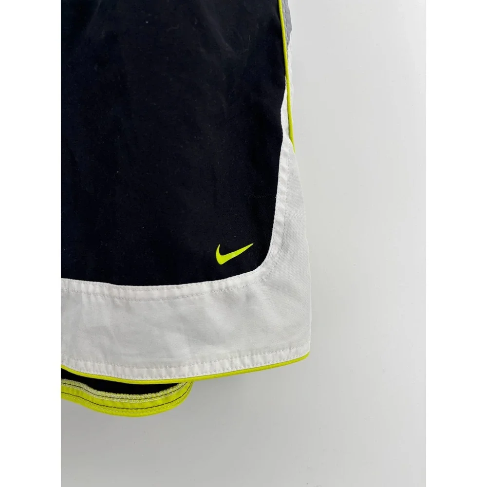Nike Swim Trunks Mens Black Neon Yellow Mesh Lined Board Shorts Large